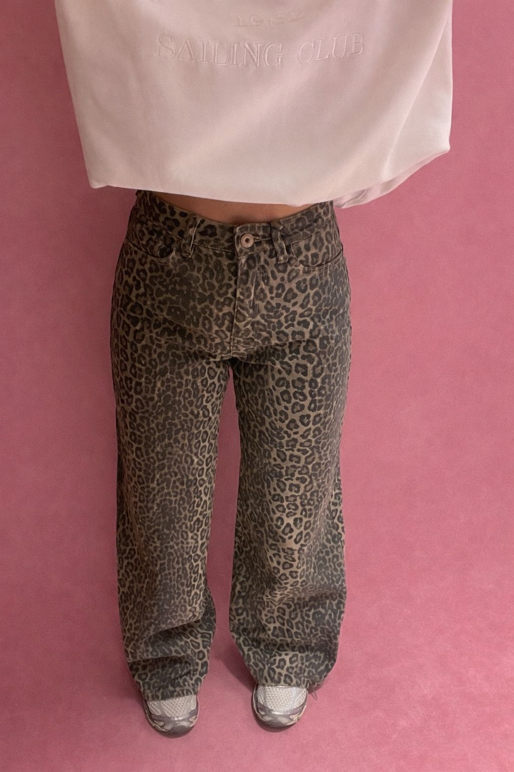 Leopard stretch broek