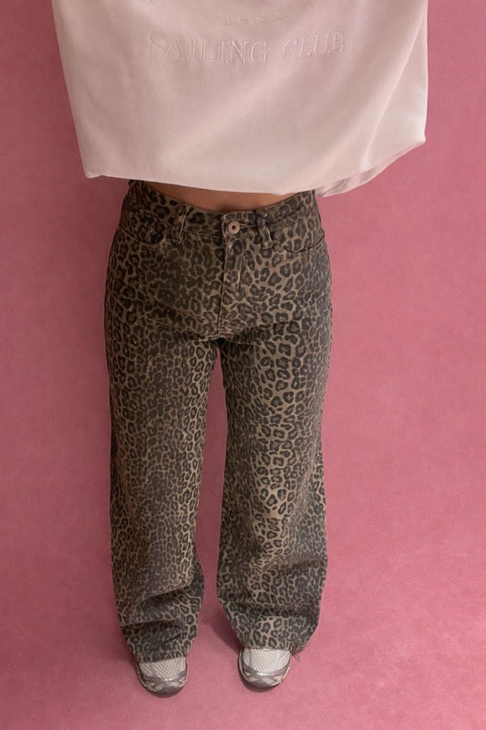 Leopard stretch broek