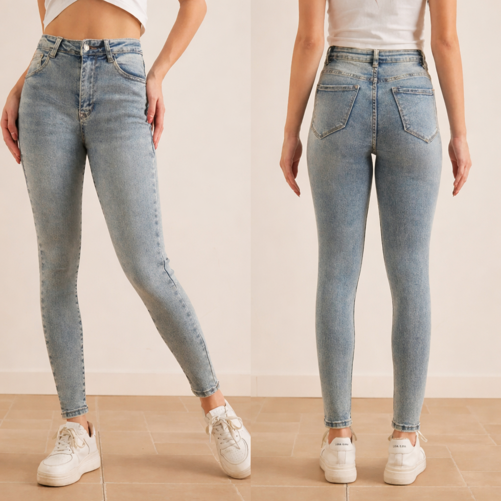 High waist skinny jeans met stretch