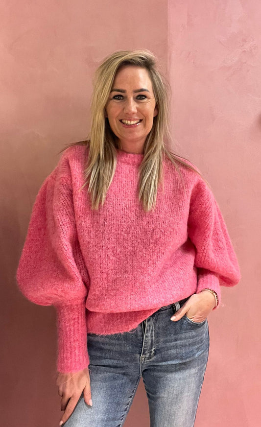 Zachte knit trui met ballonmouwen
