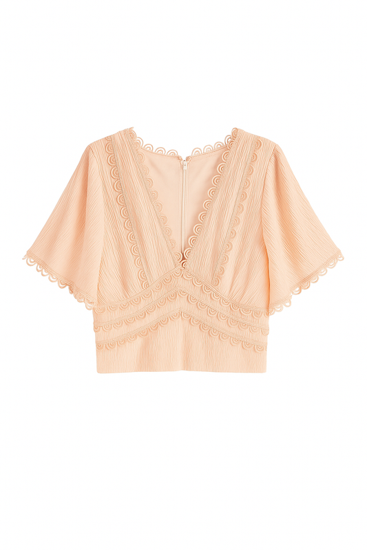 Lachsfarbenes Top mit Stickerei – Elegant &amp; Feminin