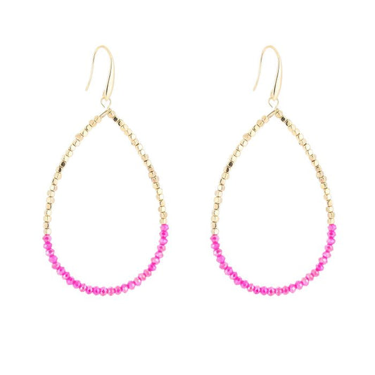 Elegante druppeloorbellen met fuchsia kralen – stijlvol statement