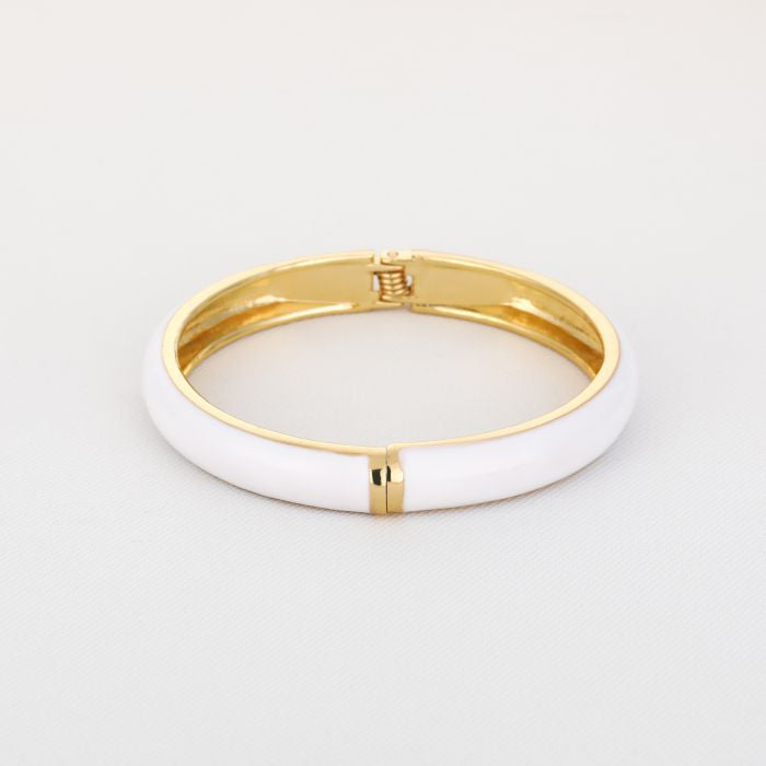 Wit-goudkleurige stainless steel bangle
