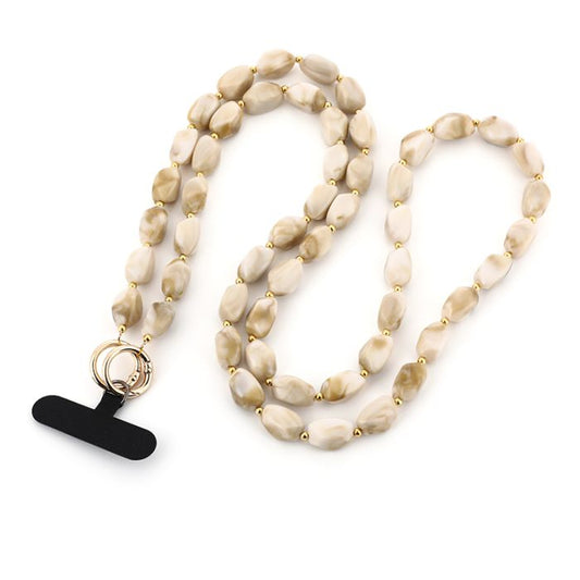Wit-goudkleurig telefoonkoord met kralen