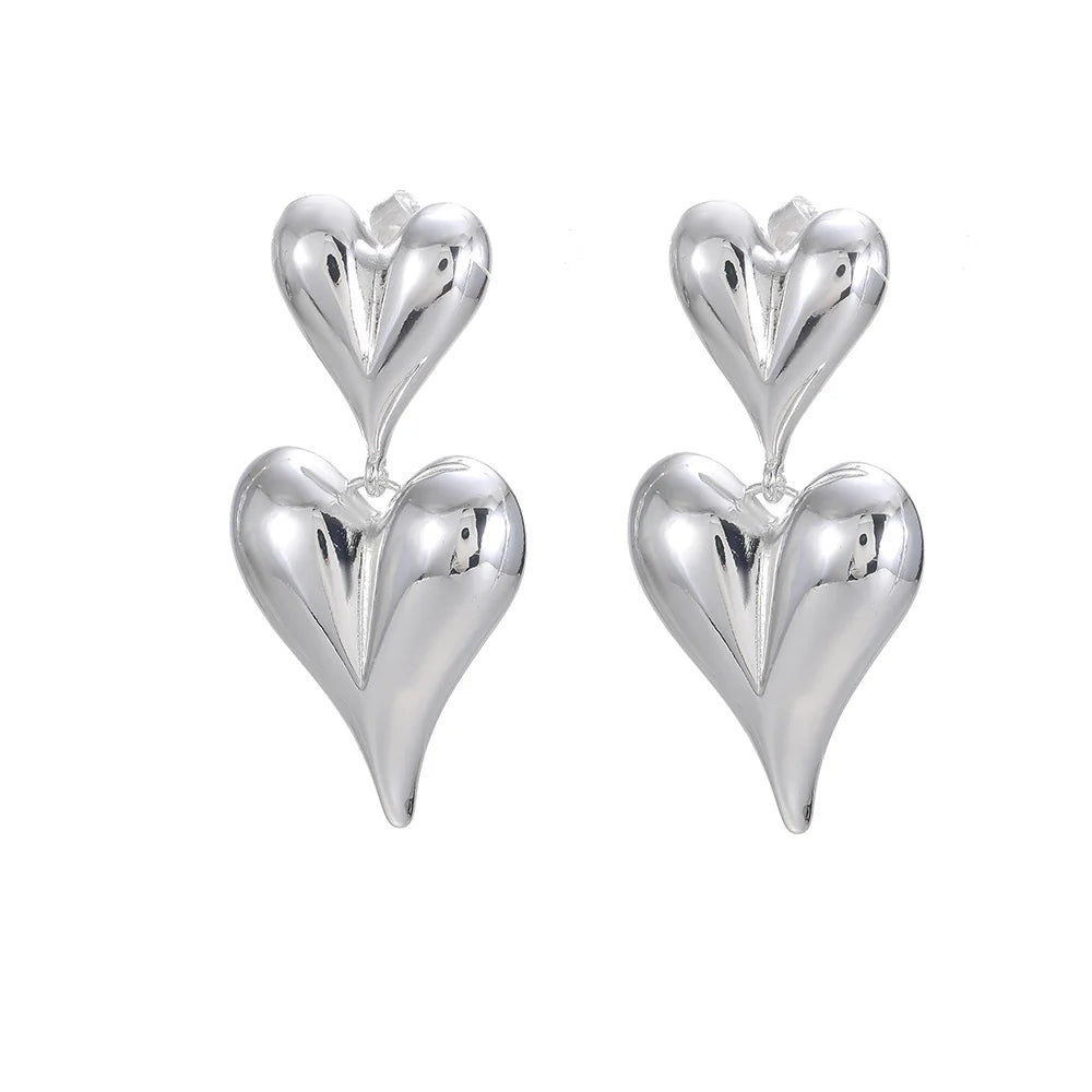 By Shir Oorbellen luxe double heart