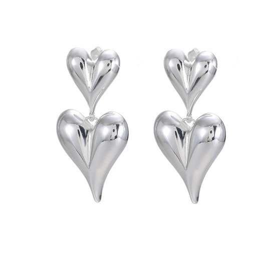 By Shir Oorbellen luxe double heart