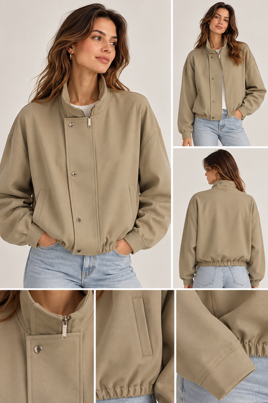 Beige Bomberjack – Tussenjas