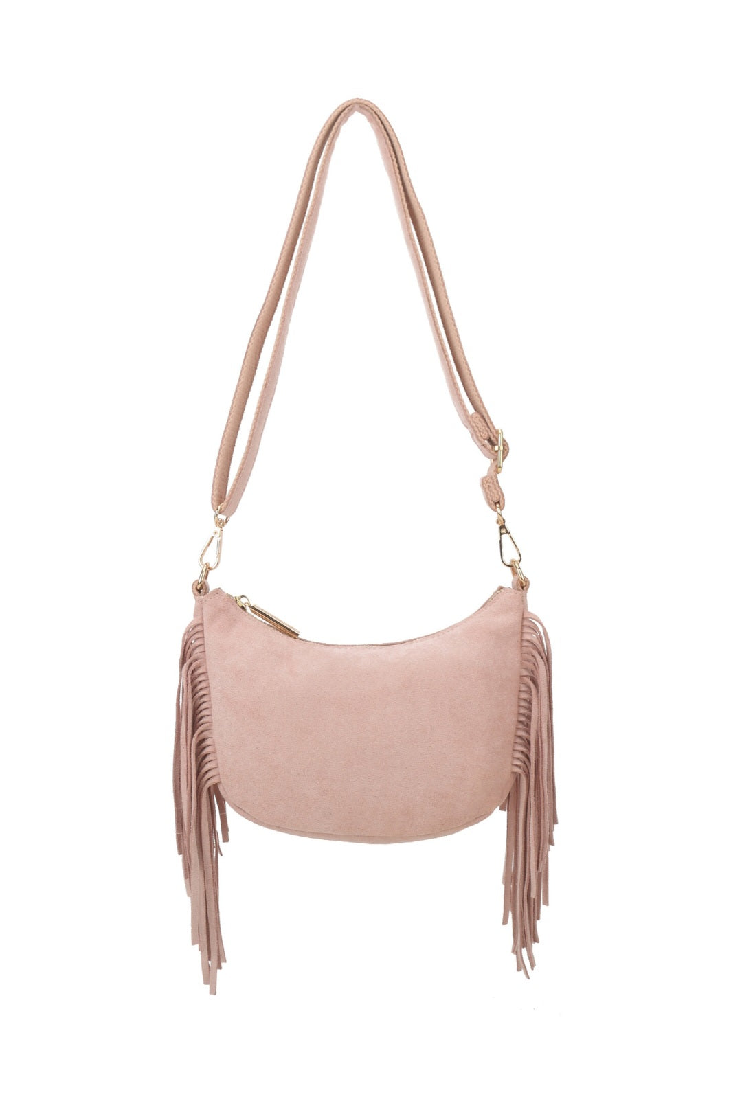 Suèdelook Tas met Franjes – Roze