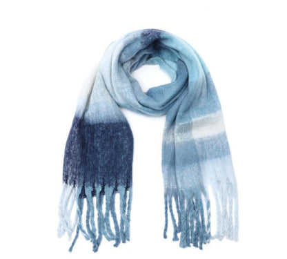 Zachte XL Sjaal met Strepen – Blauw