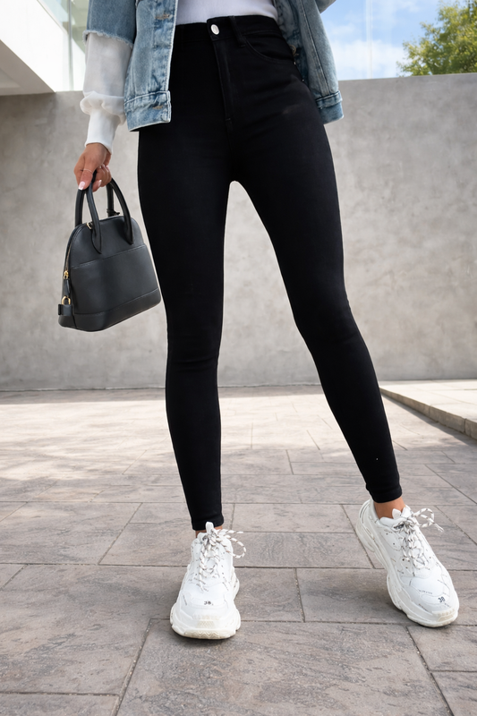 High Waist Skinny Jeans met Stretch