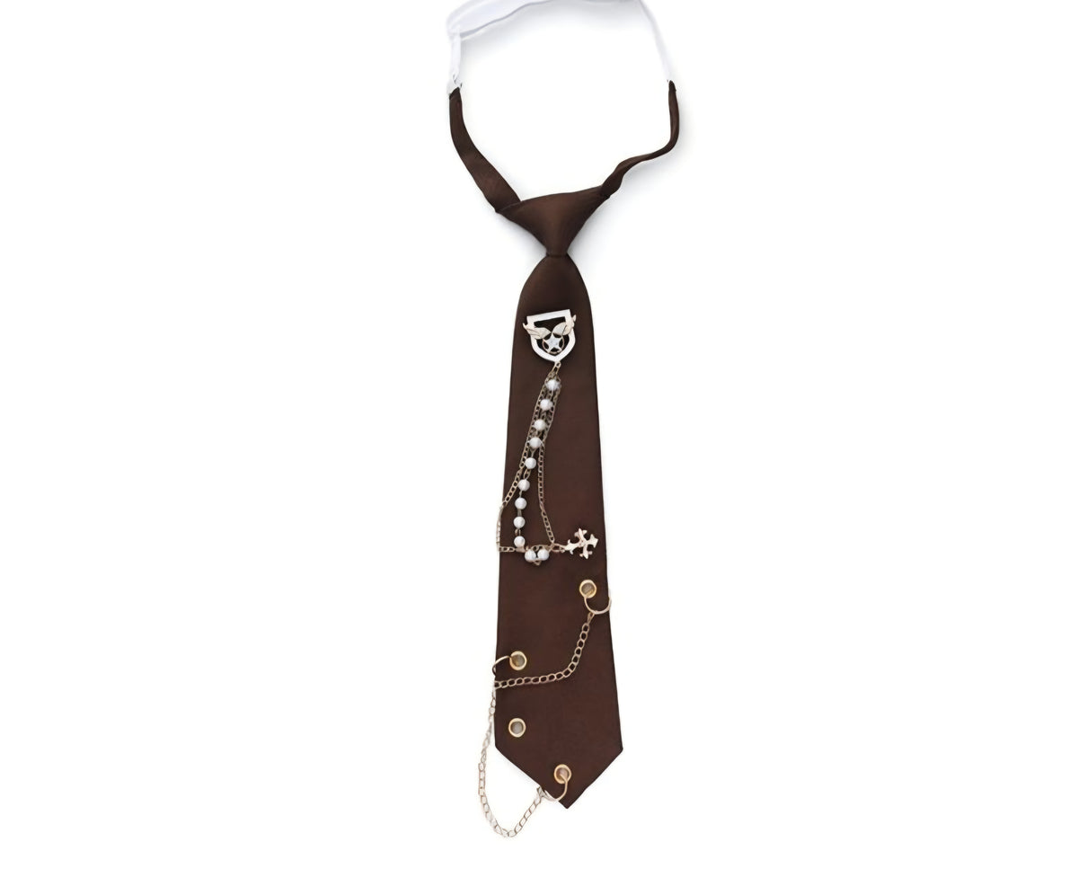 Statement Stropdas met Sierkettingen – Coffee