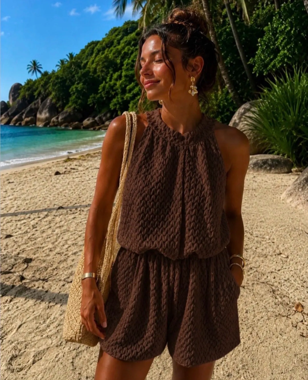 Jumpsuit Boho donkerbruin