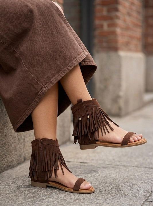 Boho Fringe Sandals Bruin