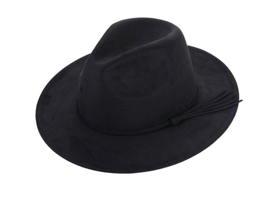 Suède Look Fedora Hoed – Zwart