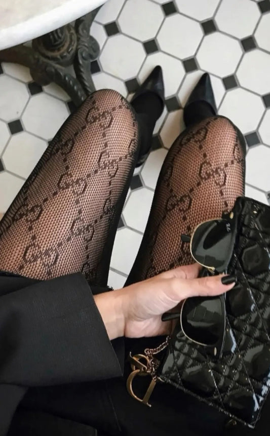 Zwarte Panty met Monogram Dessin