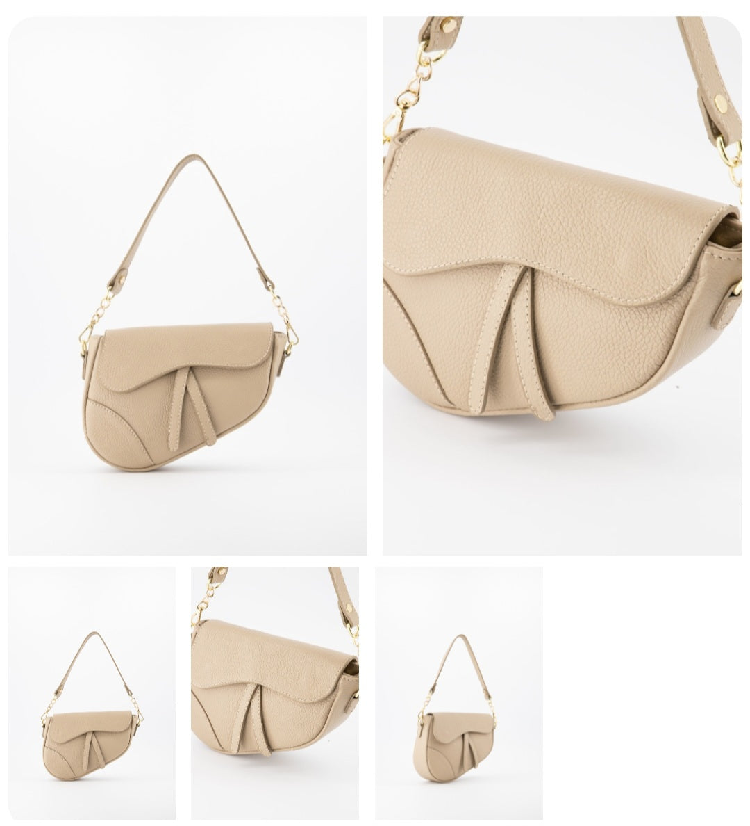 Leren Schoudertas Beige